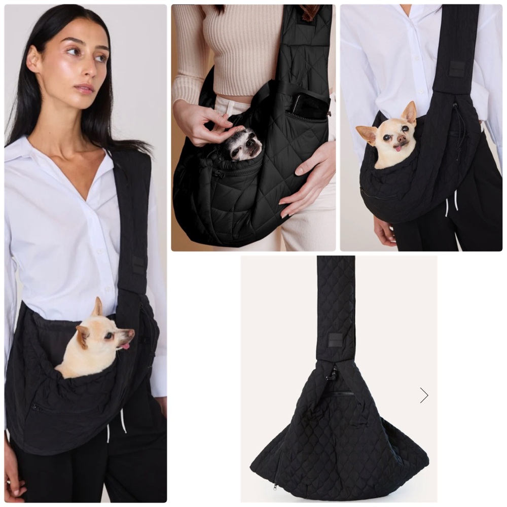 Black Maxbone Quilted Pet Sling Carrier